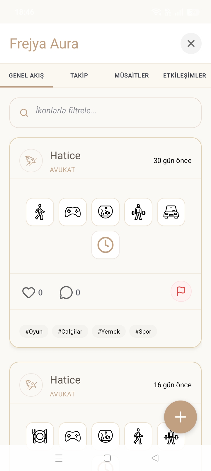 Aura yeni paylaşım — 32 kategorilik hiyeroglif ikon klavyesi