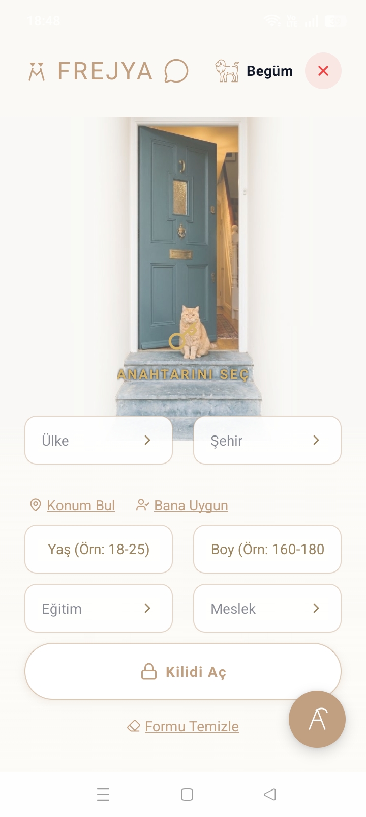 Detaylı arama — anahtarını seç
