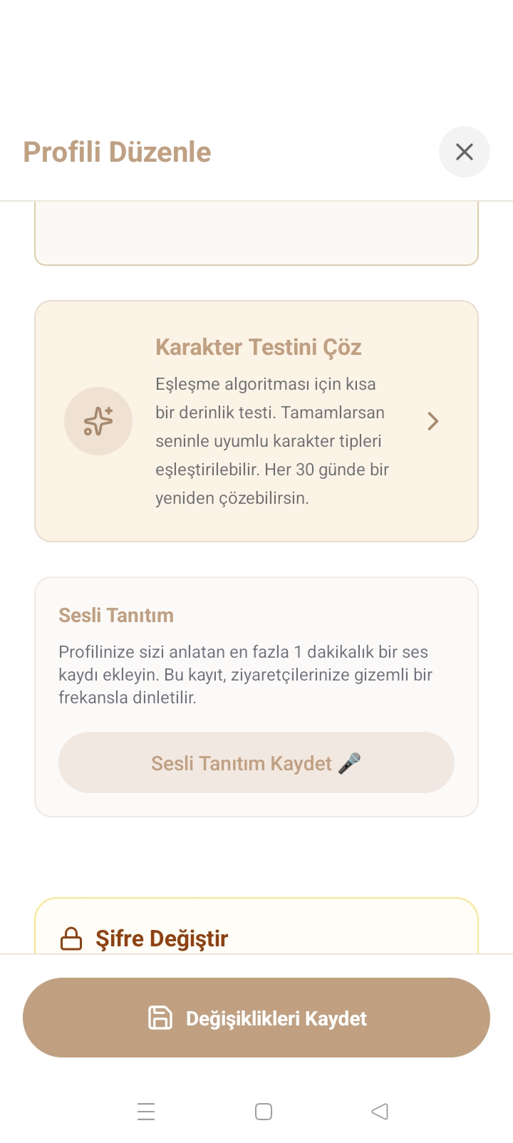 Kayıt adımı — Görsel Kimliğiniz: cinsiyet, profil fotoğrafı ve avatar