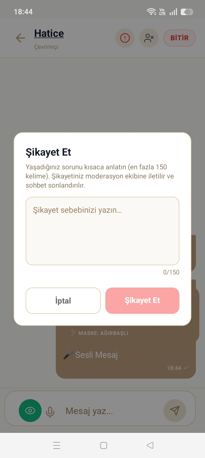 Engelle — kullanıcıyı kalıcı engelleme onay diyaloğu